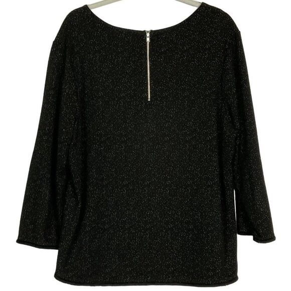 W5 Black Print Long Sleeve Top, Manufacturer Frayed Sleeves and Hem, Women's XL - Picture 7 of 10
